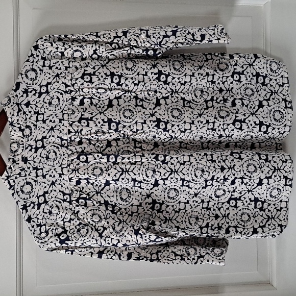 Telluride Clothing Co. Linen Blend Navy Blue Quarter Sleeve Lightweight Shirt - Picture 6 of 9